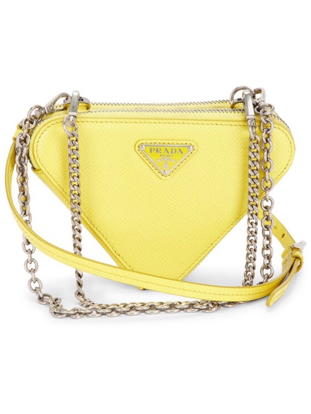 New Authentic Prada Saffiano Triangle Double Zipper Shoulder Bag